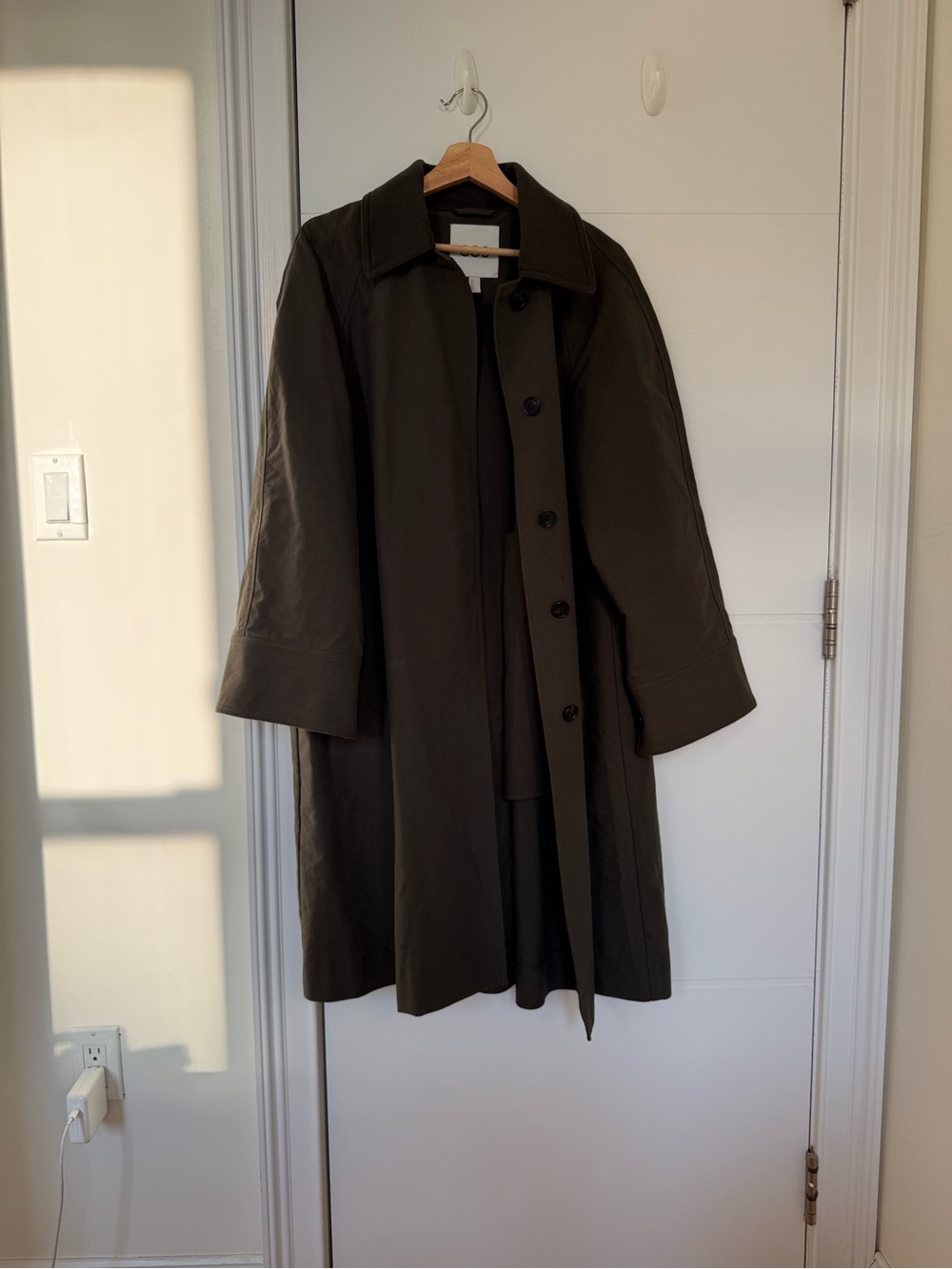 COS Olive A-Line Oversized Trench Coat - Picture 4 of 7